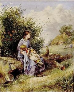 Children In Country Landscape by Myles Birket Foster