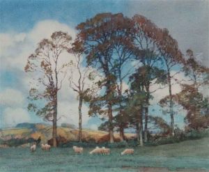 Landscape With Shepherd And Grazingsheep
