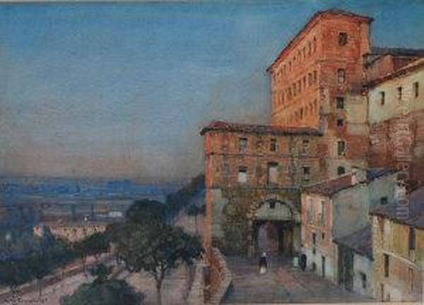 View Of An Italianate Hill-top Town At Sunset - view 1