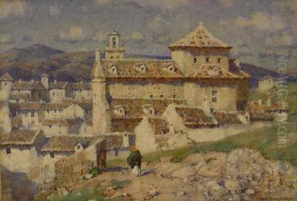 Spanish Village, Watercolour Signed 24cm X 34cm - view 1