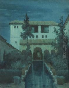 Moonlit Villa by Albert Moulton Foweraker