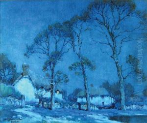 Moonlit Devon Farm by Albert Moulton Foweraker