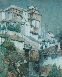 A Dusk Scene With Houses Beside A River Inspain