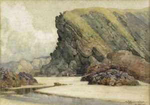 Crigga Beach , Newquay by Albert Moulton Foweraker