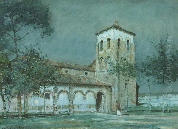 A Continental Square And Church By Moonlight - view 1