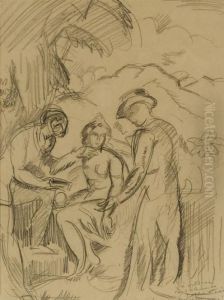 Trois Personnages Dans Un Jardin A Roccasparvera Trois Personnages Dans Un Jardin A Roccasparvera
