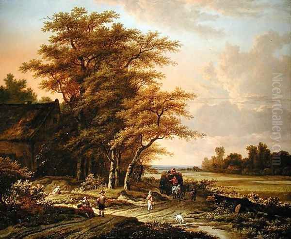 Evening Landscape with Travellers on a Path - view 1