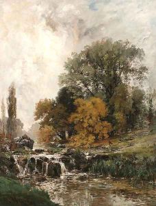 Paysage avec chute d'eau by Alexandre Rene Veron