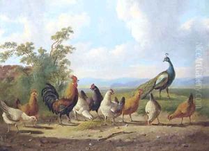 Cheerful chickens by Albertus Verhoesen