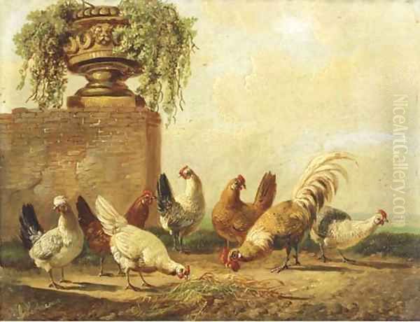 Poultry by a ruin - view 1
