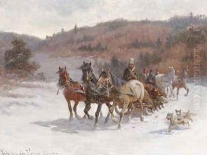Returning from the bear hunt by Fritz van der Venne