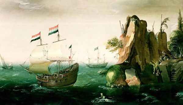 A Dutch Merchant Ship off a Rocky Coast - view 1