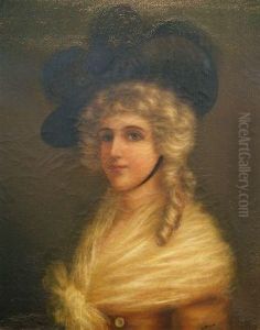 Portrait Of A Woman With A Plumed Hat by Thomas Gainsborough