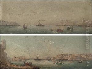 View Of Valetta From Senglea; And The Great Harbour, Valetta by Luigi Maria Galea