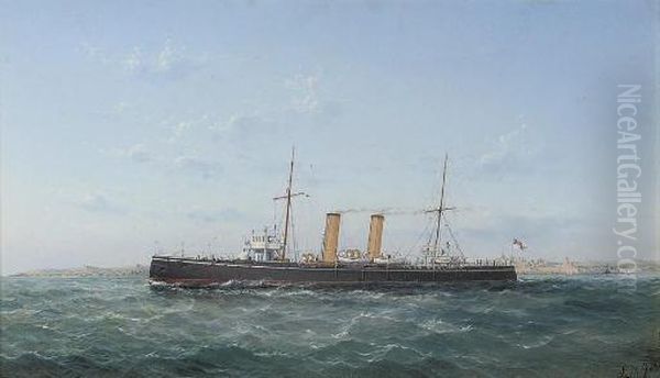 An Armoured Cruiser Outward-bound From Valetta - view 1