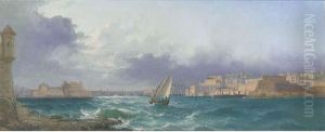 Grand Harbour, Valetta, At Dusk by Luigi Maria Galea