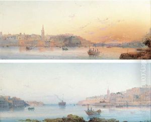 The Grand Harbour, Valetta, Early Morning; And The Grand Harbour, Valetta, At Dusk
