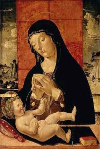 Madonna Adoring the Christ Child c. 1490 by Pietro da Vicenza