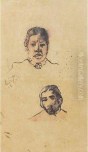 Tete De Tahitienne And Tete D'homme: A Double-sided Drawing by Paul Gauguin
