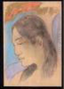 Tete De Tahitienne, De Profil A Gauche, Vers 1892 by Paul Gauguin