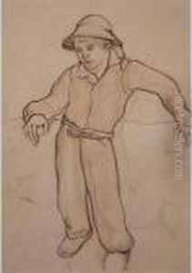 Petit Breton Accoude And Jeune Fille: A Double Sided Work On Paper by Paul Gauguin