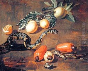 Still Life of Fruits from Surinam and Reptiles by Dirk Valkenburg