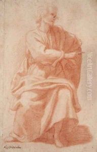 Seated Draped Male Figure by Ottavio Vannini