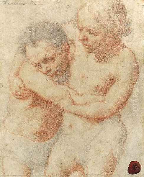Two dwarfs wrestling - view 1