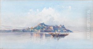 A Fishing Boat Off The Coast Of Corfu