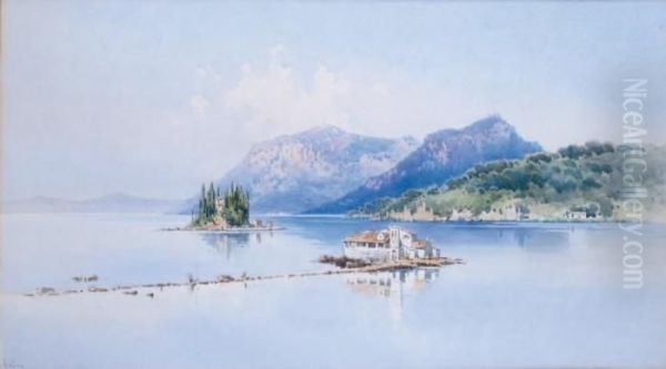Corfou, Le Cloitre De Vlacherna Et L'ile De Pontikonissi - view 1