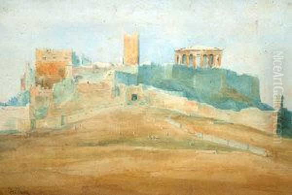 Greek -- View Of The Acropolis, Athens; Watercolour, Bears Signature, 17x24.5cm - view 1