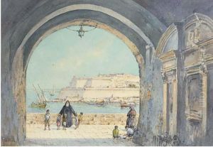 Figures On The Fortress Walls, Valetta, Malta by Angelos Giallina