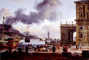 A Mediterranean Harbour Scene by Ivan Vishnyakov