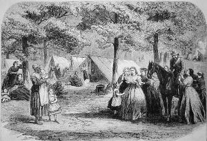 Southern refugees encamped in the woods near Vicksburg, from The Illustrated London News, 29th August 1863