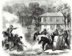 Confederate cotton burners near Memphis surprised by Federal scouts during the American Civil War, 1862 by Frank Vizetelly