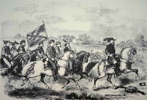 J.E.B. Stuart leading his men on the famous four day ride through enemy territory in June 1862 by Frank Vizetelly