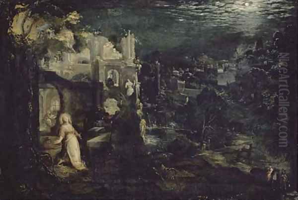 A moonlit landscape with classical ruins and the Penitent Magdalen - view 1
