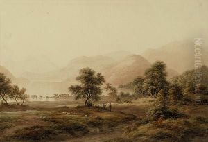 Shepherds With Sheep And Cattle by John Glover
