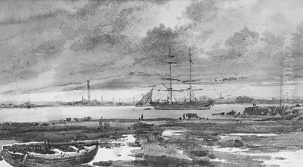 Busy Estuary Scene At Dusk - view 1