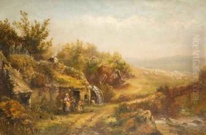 Cottage and Mill Wheel by William Henry Vernon