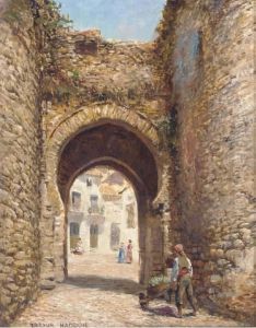 A Sunlit Courtyard Through An Archway by Arthur Trevor Haddon