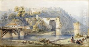 The Bridge At Narni by Louis Haghe