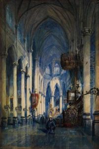 Inneres Einer Gotischen Kirche Mit Blickzum Chor by Louis Haghe