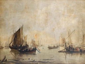 A Dutch Harbour Scene by Louis Haghe