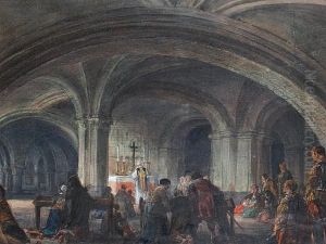 A Cathedral Interior, Thought To Be St Bavo, Ghent by Louis Haghe