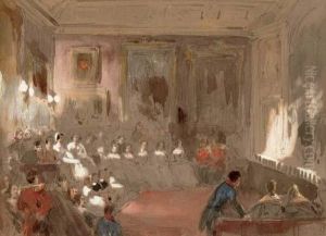 A Theatrical Performance In The Rubens Room, Windsor Castle by Louis Haghe