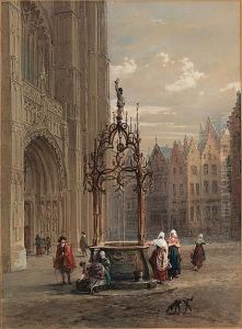 The Quentin Matsys Well, Antwerp Cathedral, Belgium by Louis Haghe
