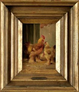 Rassehahn Mit Zweihennen Im Stall by Max I Hanger