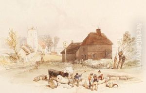 Harvesters Resting Outside An Inn by James Duffield Harding