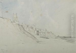 Cromer From The Beach, Showing The Original Pier by James Duffield Harding
